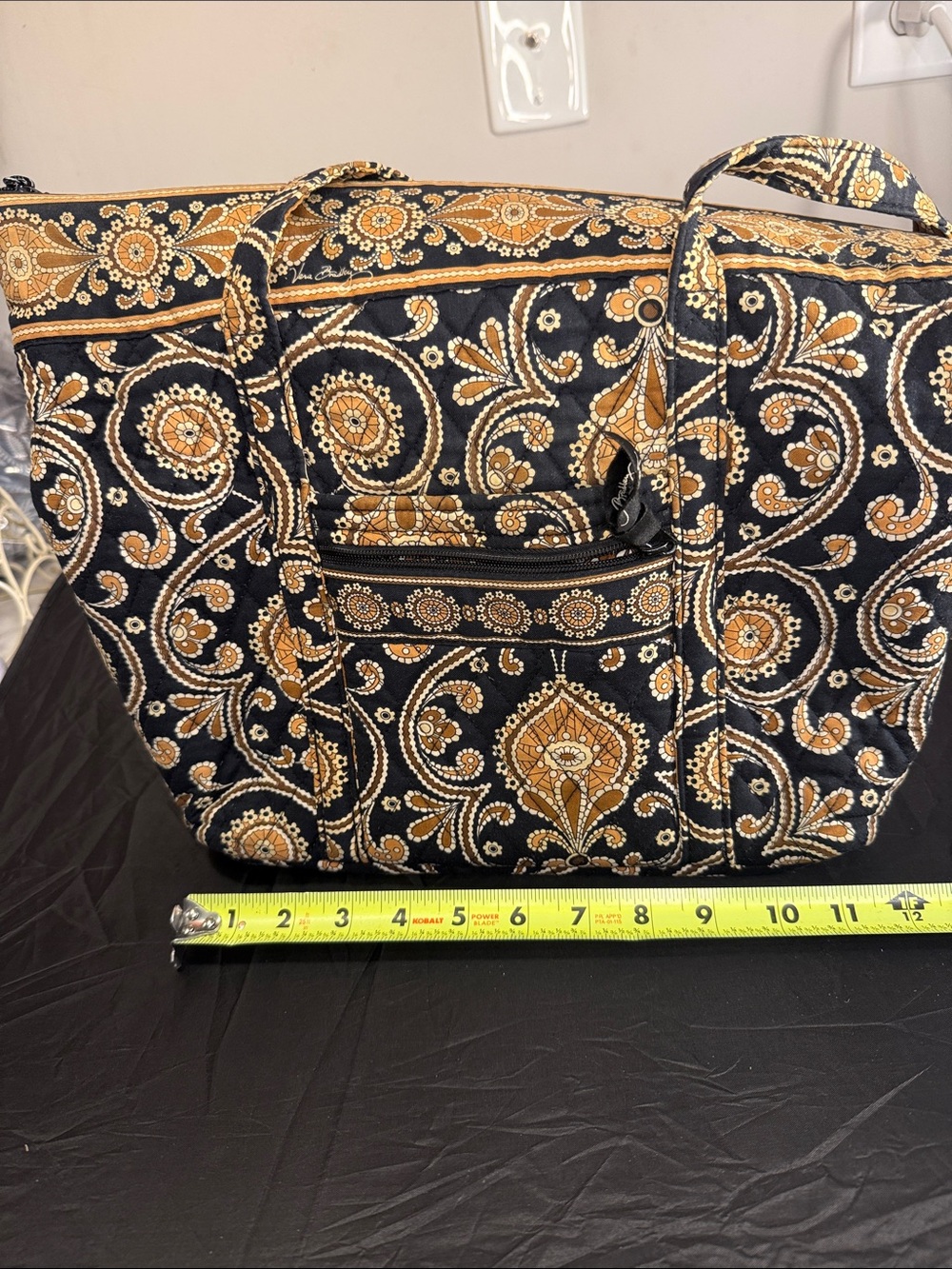 Vera Bradley Black and Gold Paisley Quilted Tote